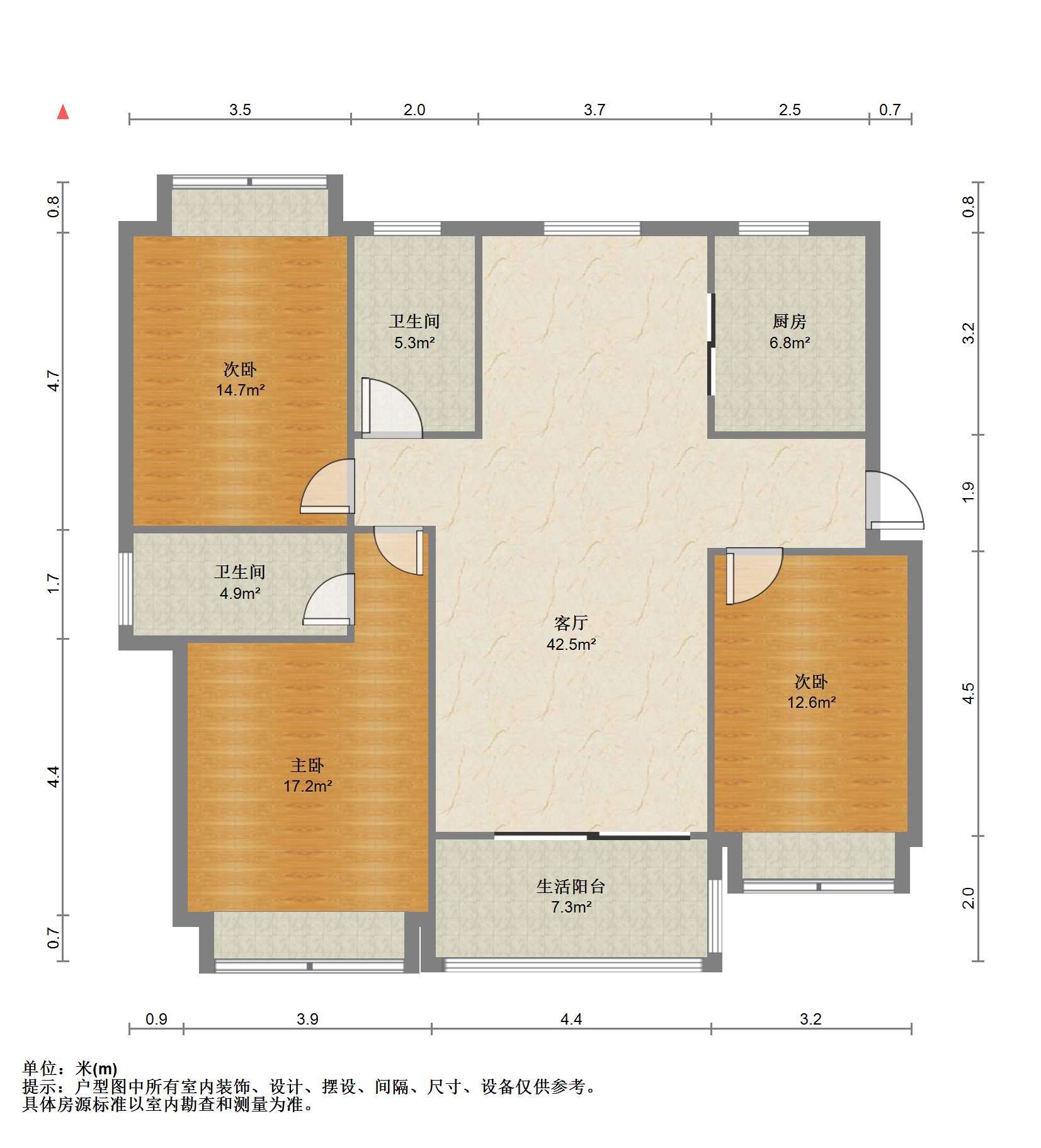南通雅居乐花园 3室2厅2卫 126.94m&sup2;