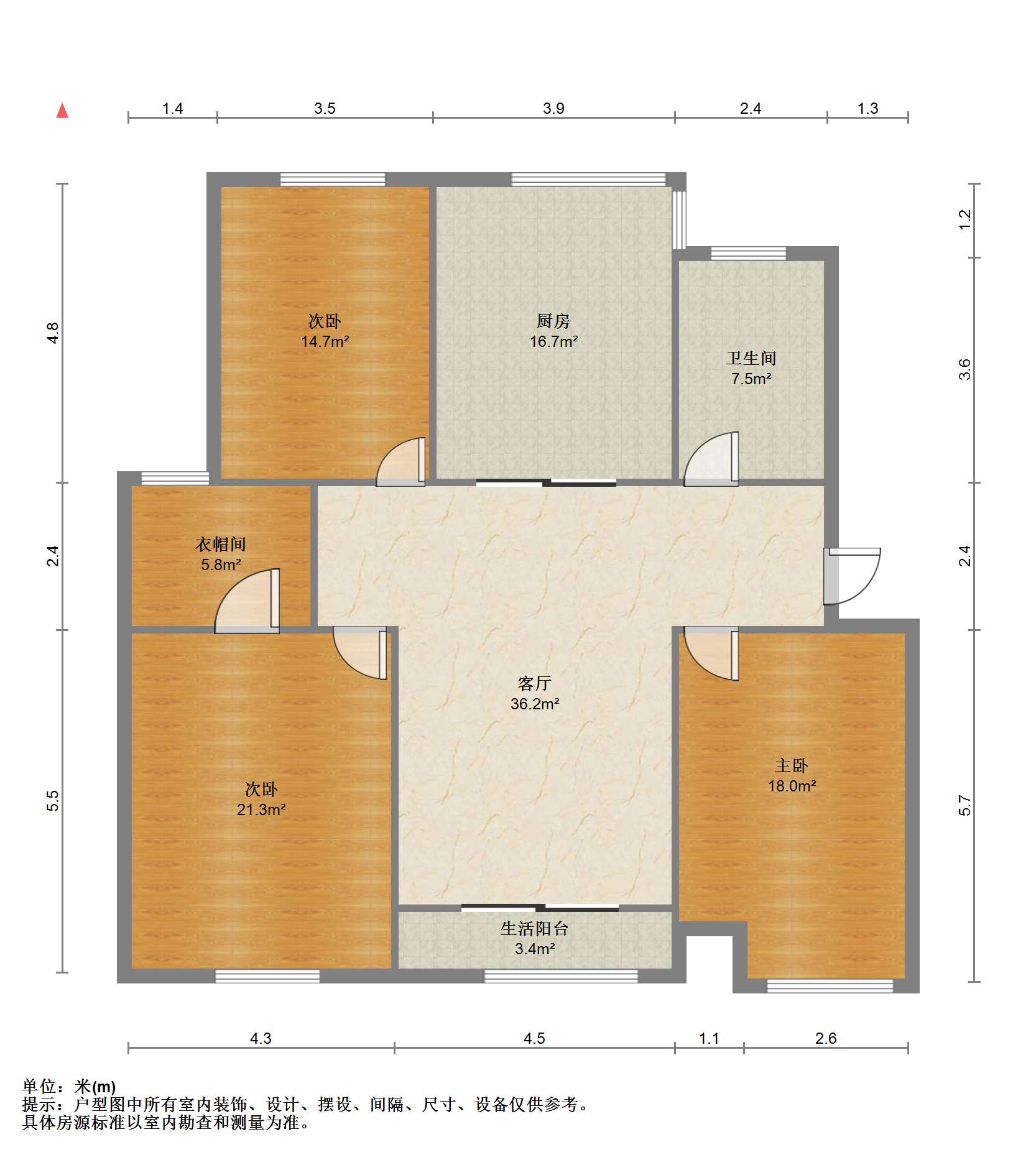 金辉花园 3室1厅1卫 96m&sup2;