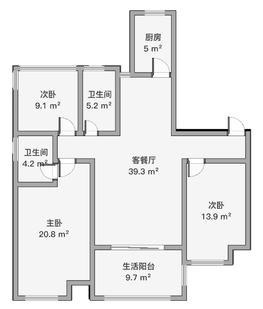 万科城市之光 3室2厅2卫 122.00m&sup2;
