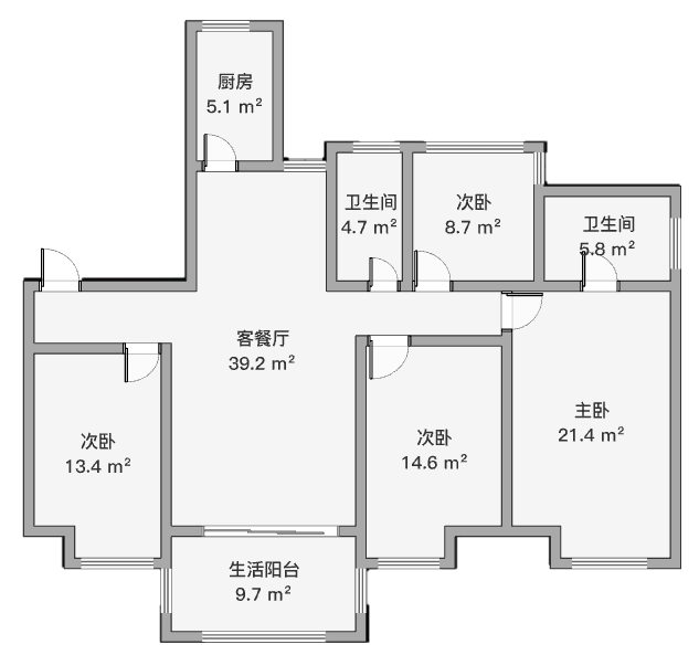万科城市之光 4室2厅2卫 143m&sup2;