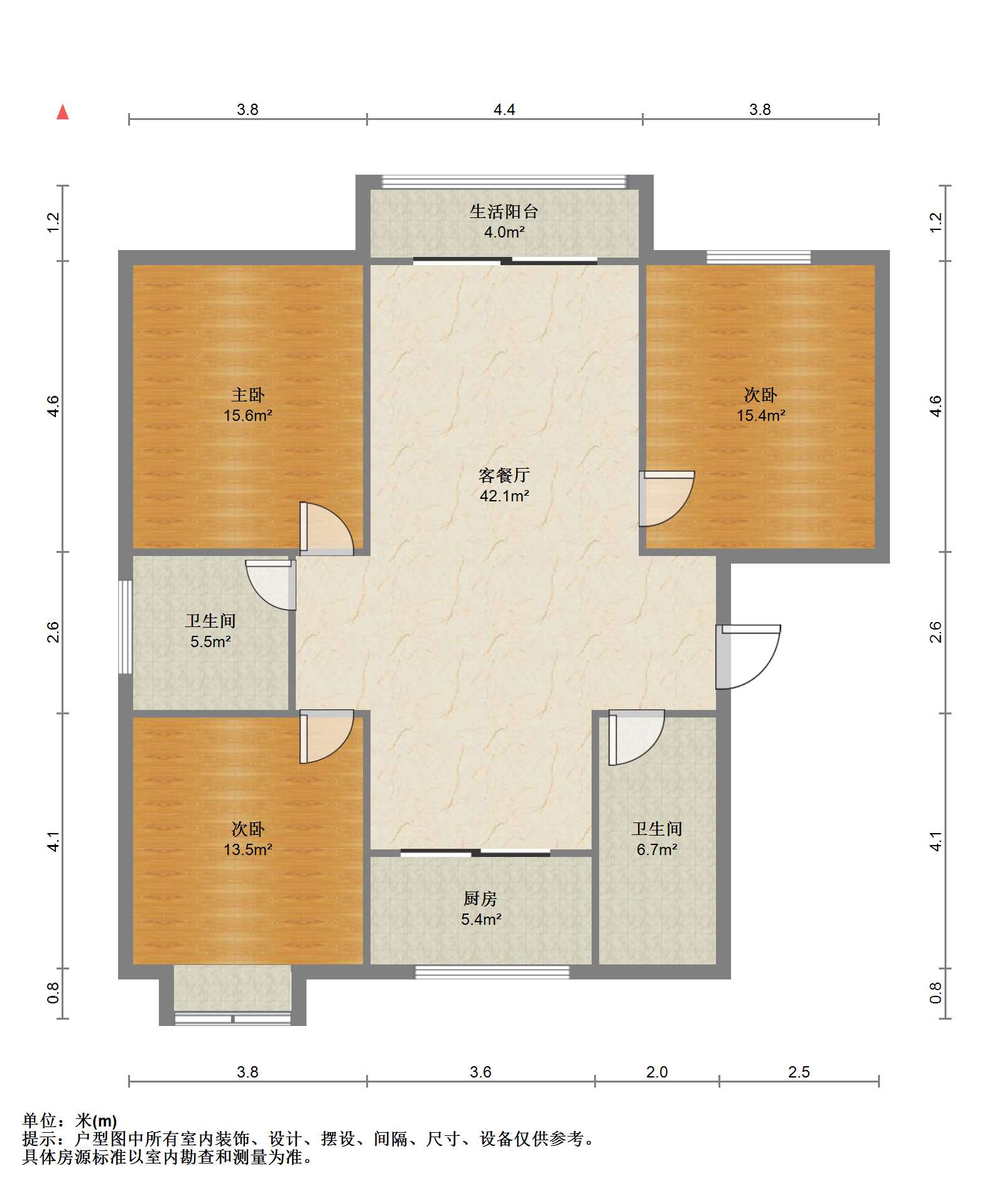 金和家园 3室2厅2卫 130m&sup2;