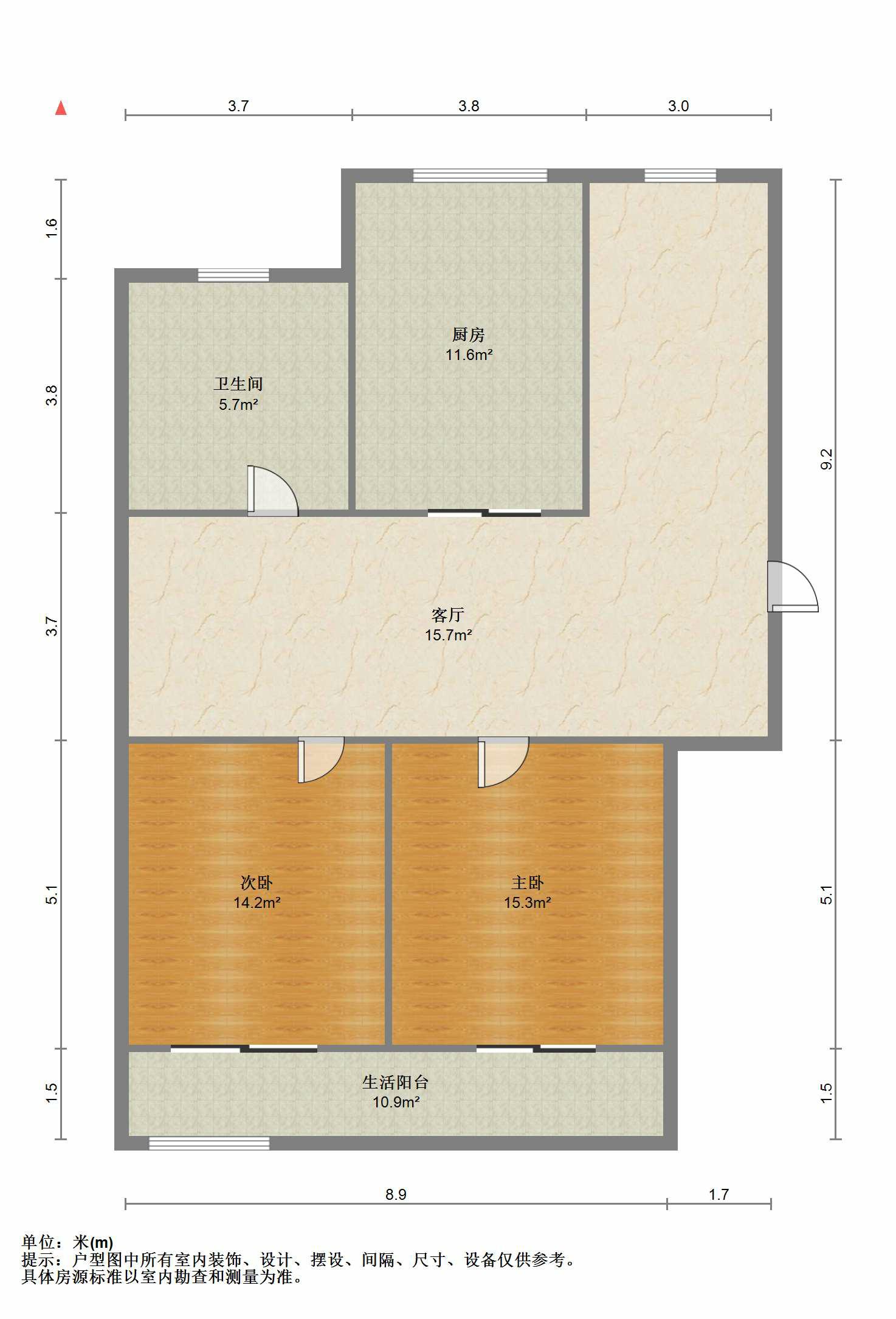 天都花苑 2室2厅1卫 105.9m&sup2;