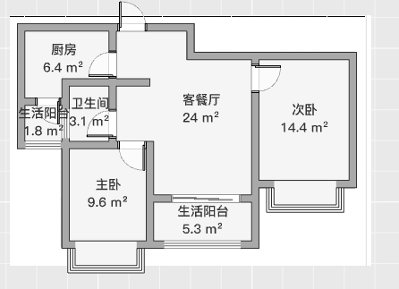 尚海湾 2室1厅1卫 83.65m&sup2;