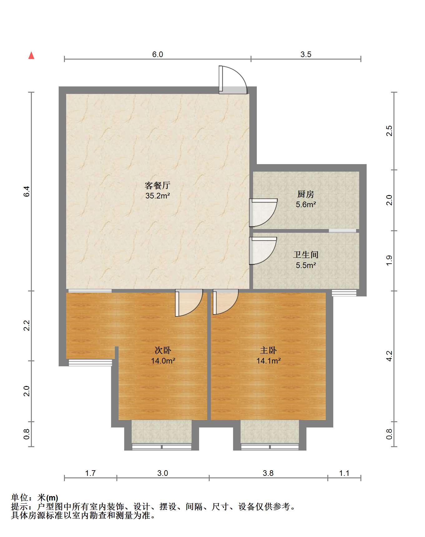 天霞苑 2室2厅1卫 78m&sup2;