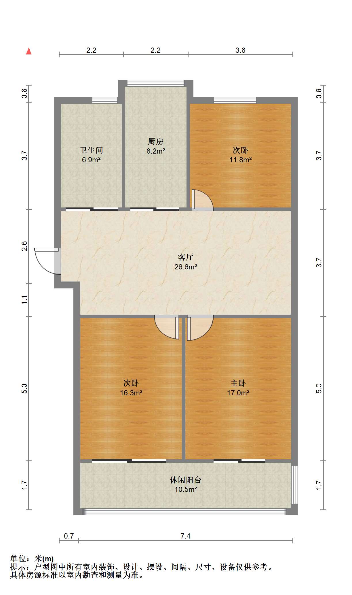 市民广场 2室2厅1卫 100.00m&sup2;