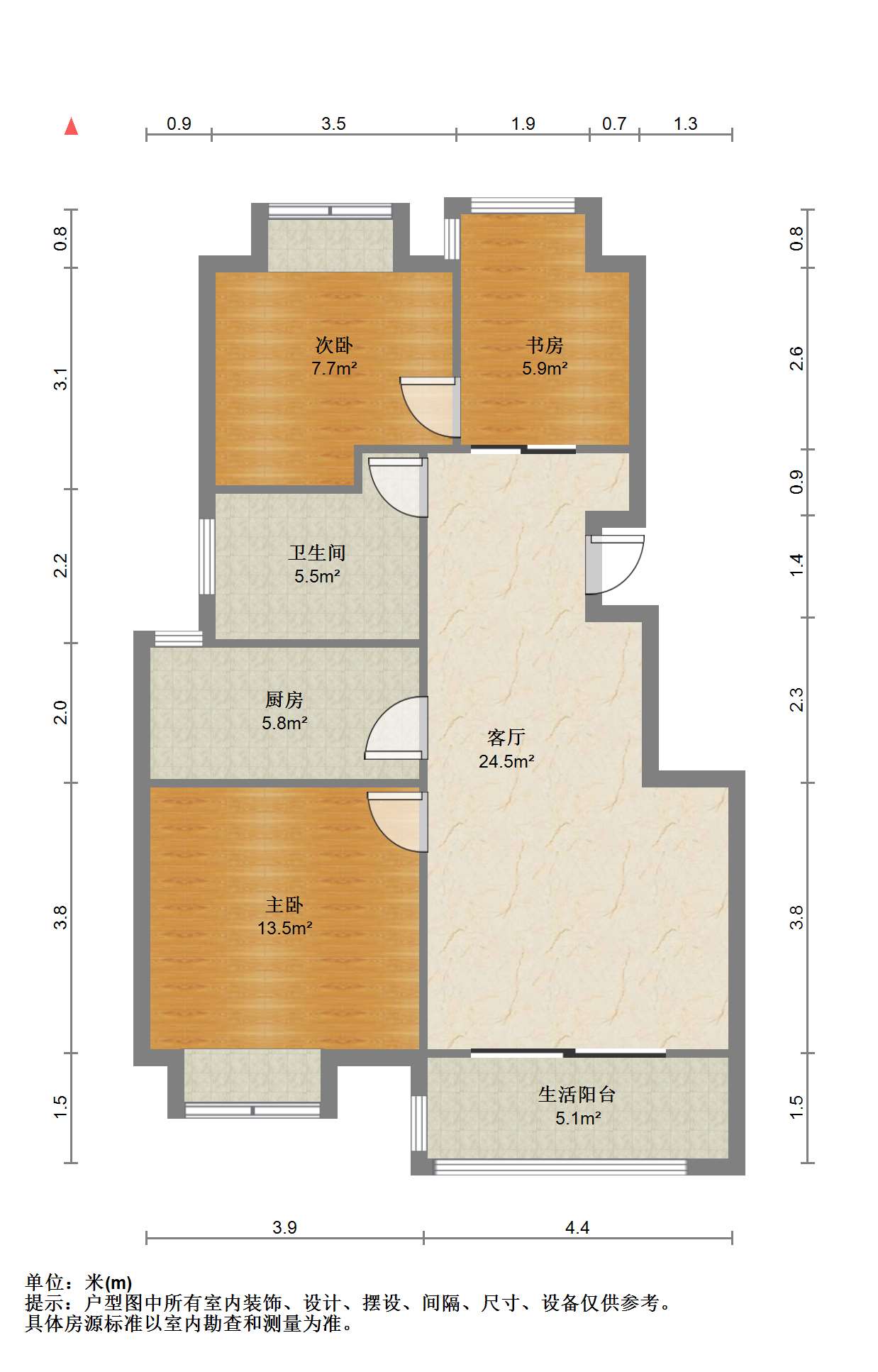 中港城 3室2厅1卫 98.00m&sup2;