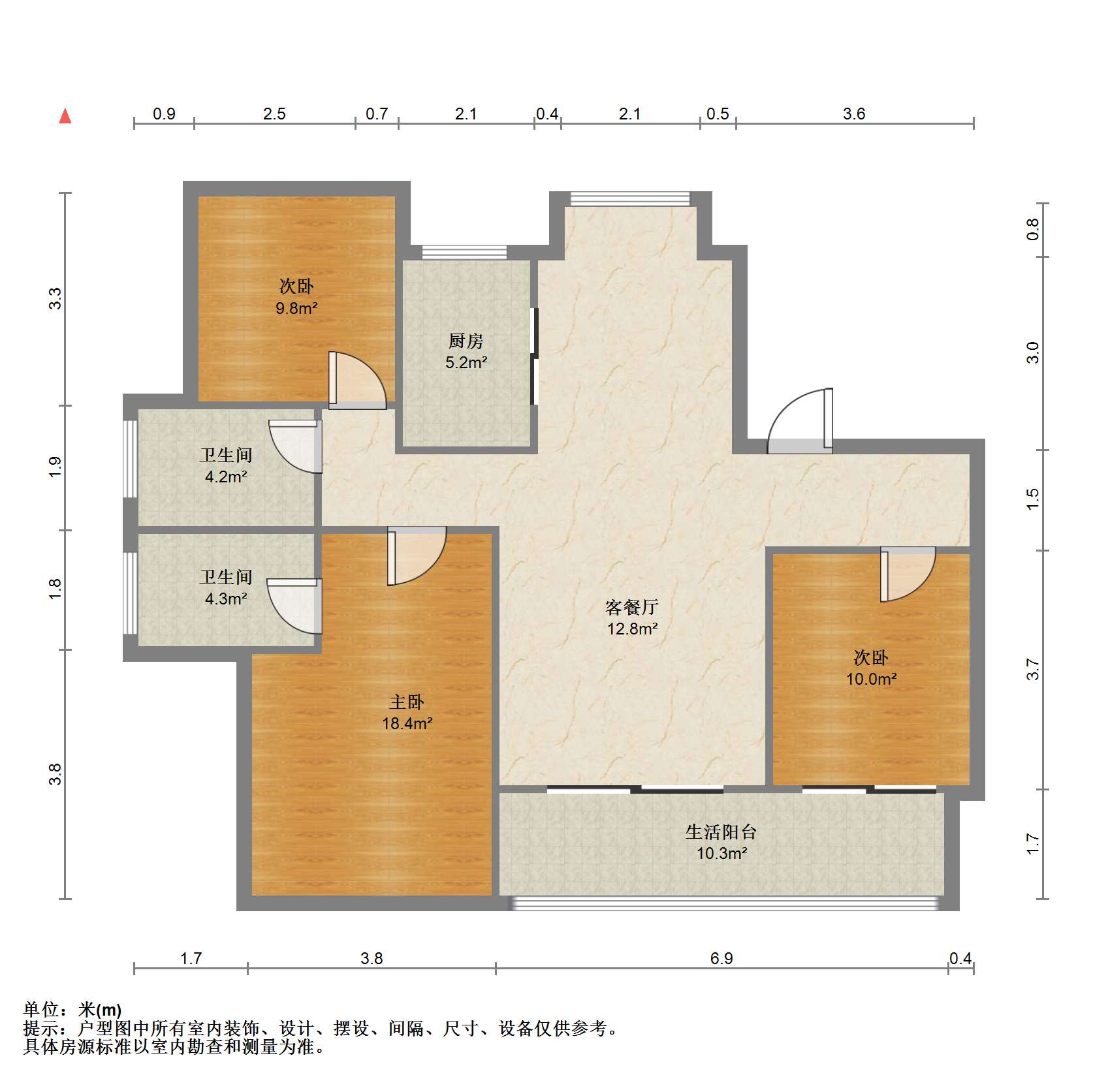 珑府 3室2厅2卫 122.96m&sup2;