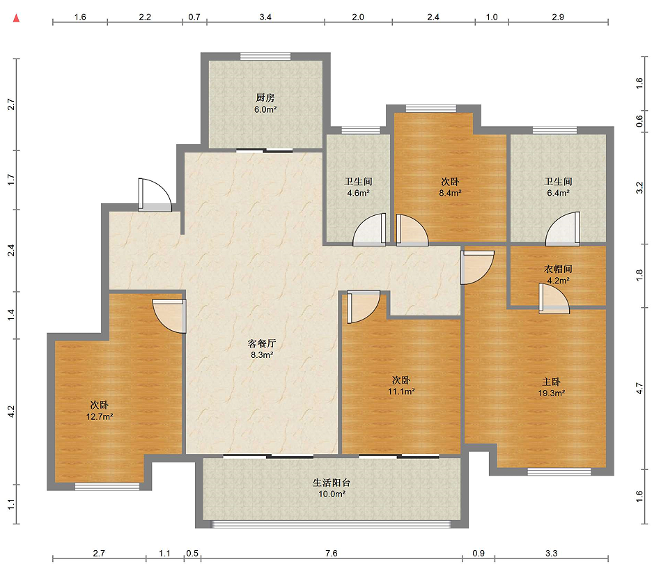 富力院士廷 4室2厅2卫 140m&sup2;