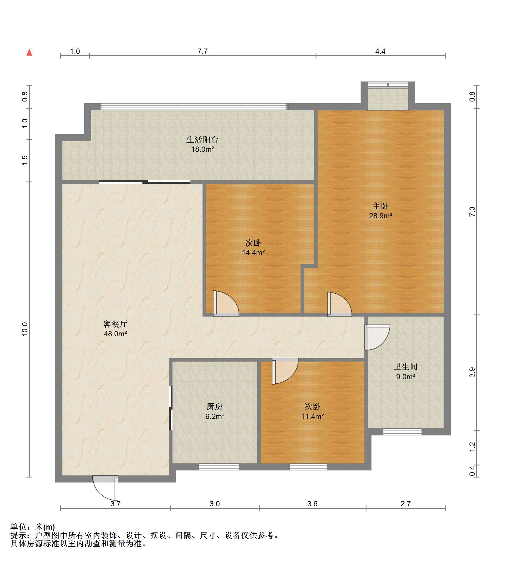 绿地江海图 3室2厅1卫 87.00m&sup2;