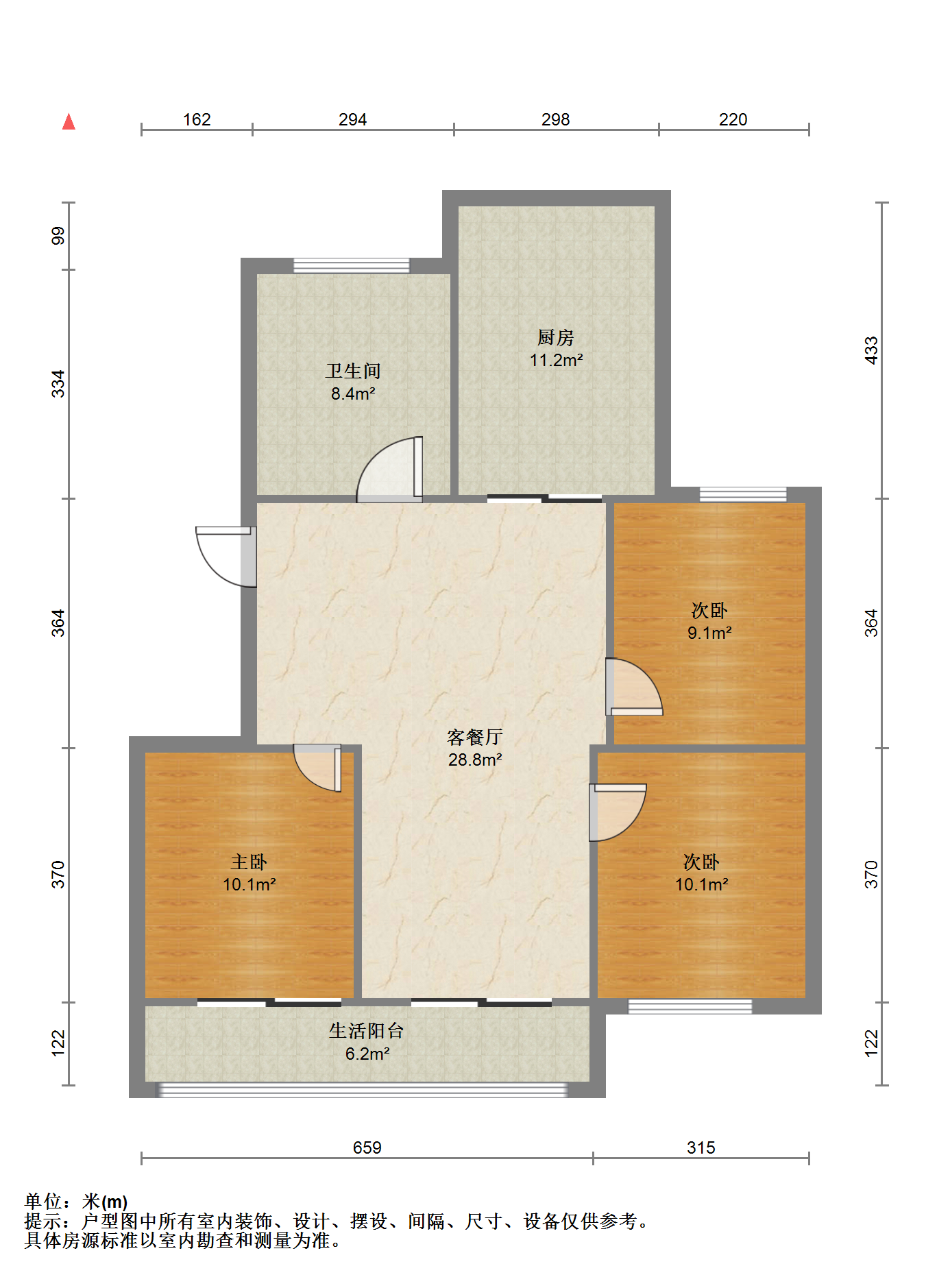 公园佳苑北区 3室2厅1卫 118.34m&sup2;