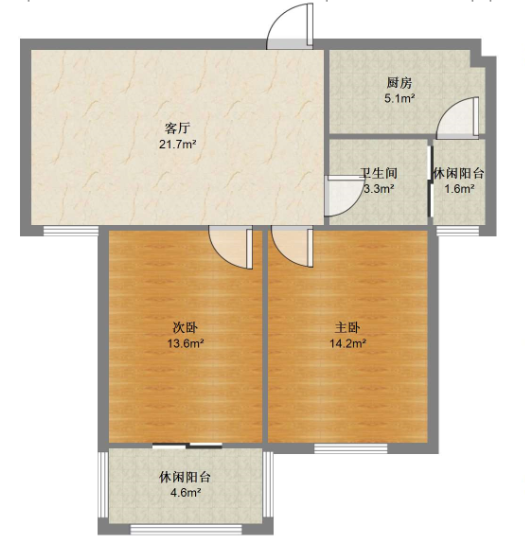 学士府 2室2厅1卫 86m&sup2;