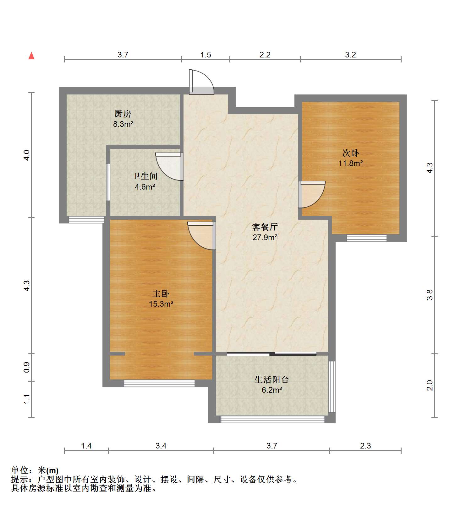 吴中豪景华庭 2室2厅1卫 100.56m&sup2;