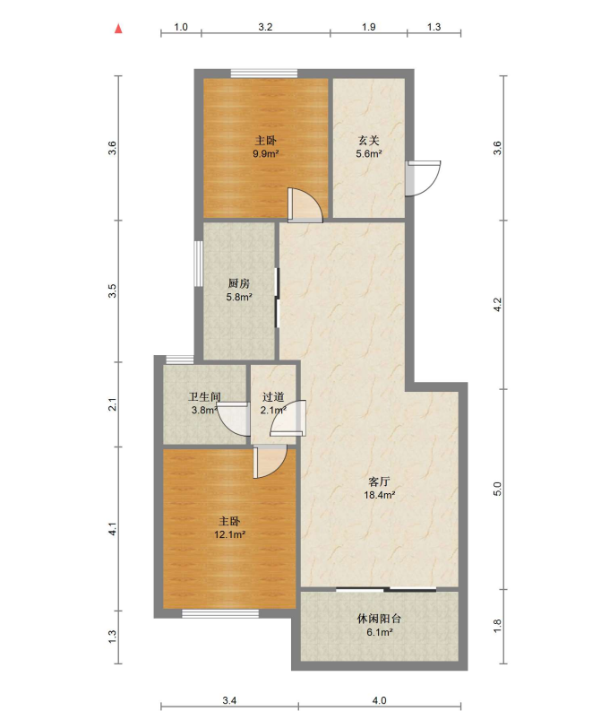 山水壹号 2室2厅1卫 96.05m&sup2;
