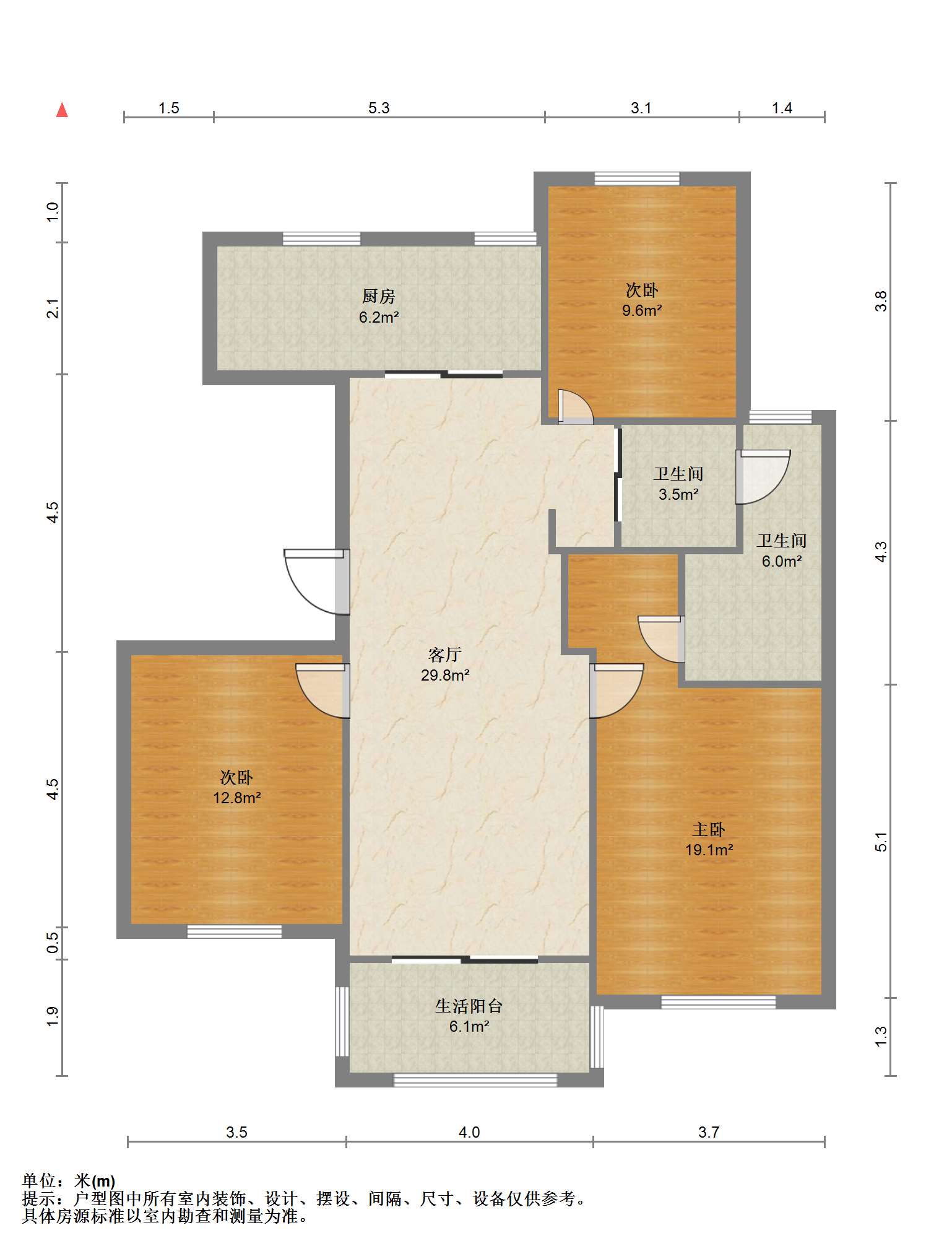 德诚翠湖湾 3室2厅2卫 125m&sup2;