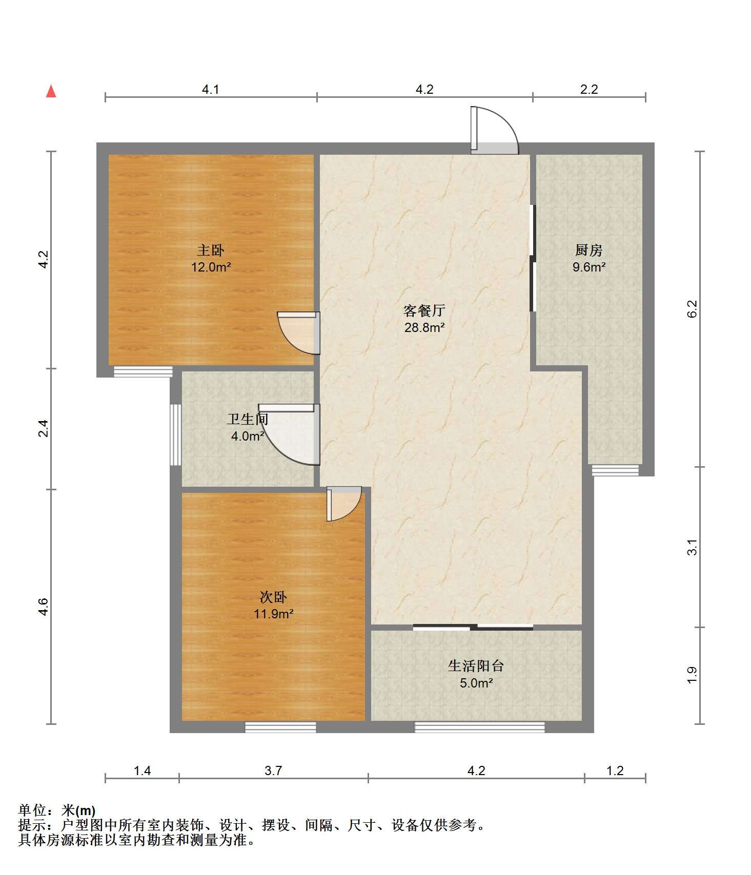 江景苑小区 2室2厅1卫 88.50m&sup2;