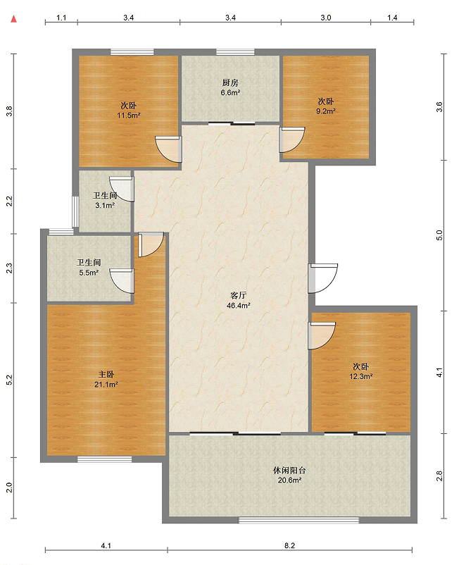 招商新城雍景湾 4室2厅2卫 127m&sup2;