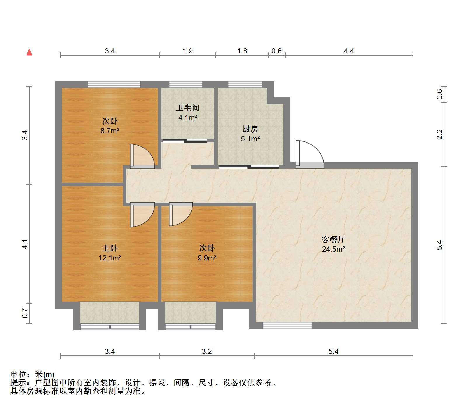 世茂九龙庭 3室2厅1卫 89m&sup2;