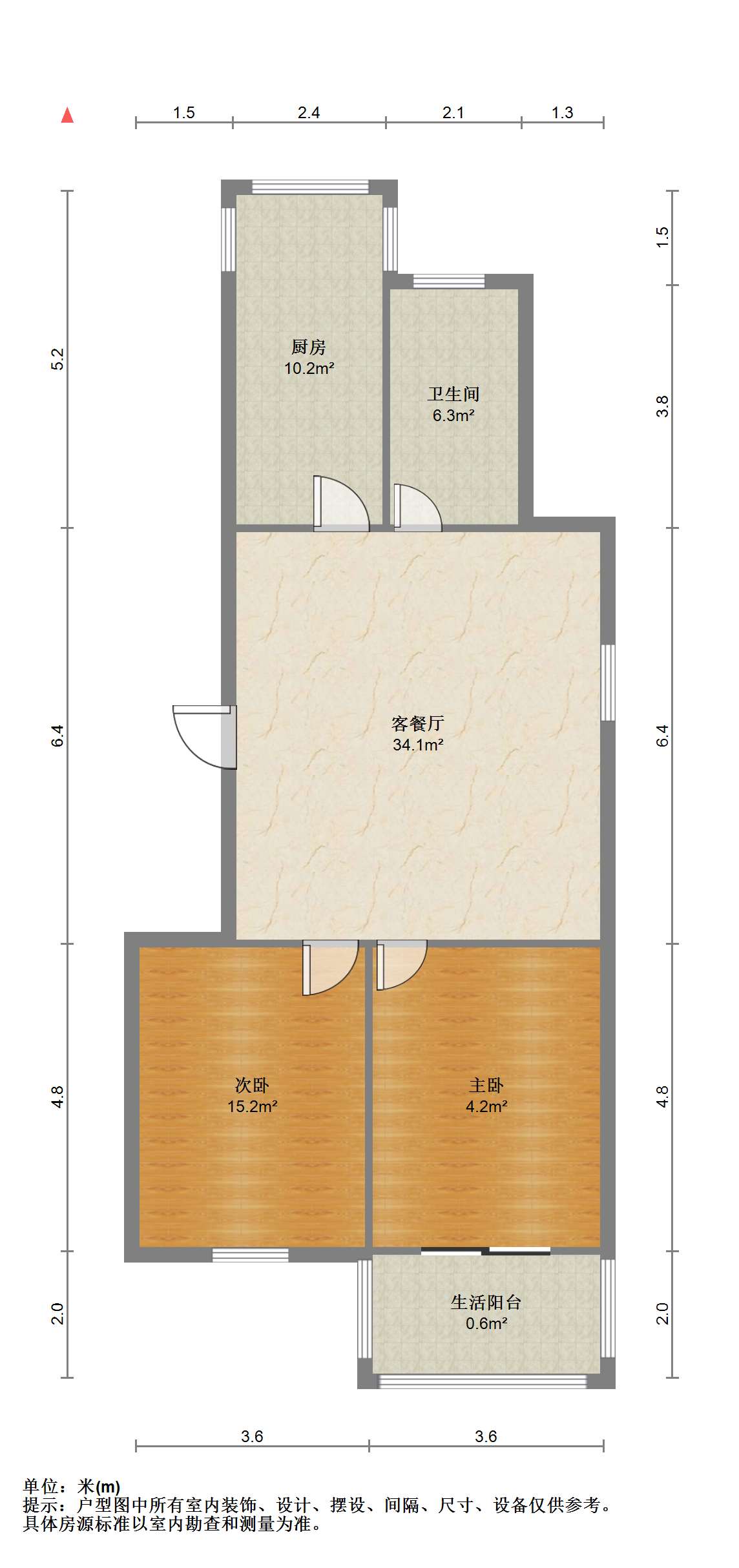 天一裕景苑 2室1厅1卫 102m&sup2;