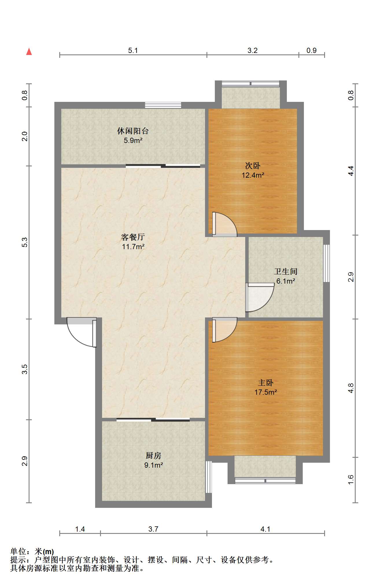 金霞东苑 2室2厅1卫 105m&sup2;