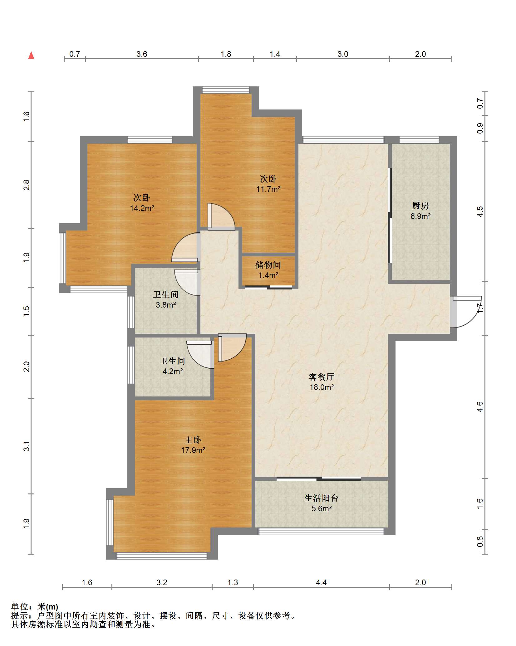 苏建学府雅居 3室2厅2卫 136.39m&sup2;