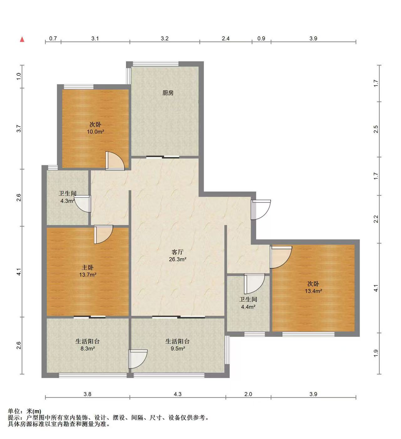 苏建名都城 3室2厅2卫 134.79m&sup2;