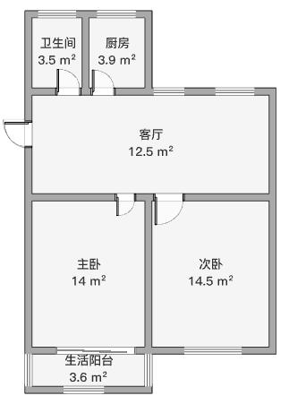 学田东苑 2室1厅1卫 77.22m&sup2;