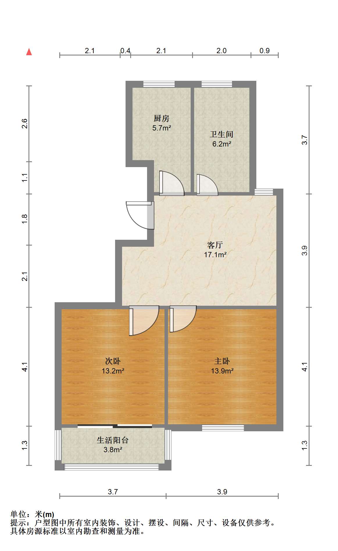 天香苑 2室2厅1卫 79m&sup2;