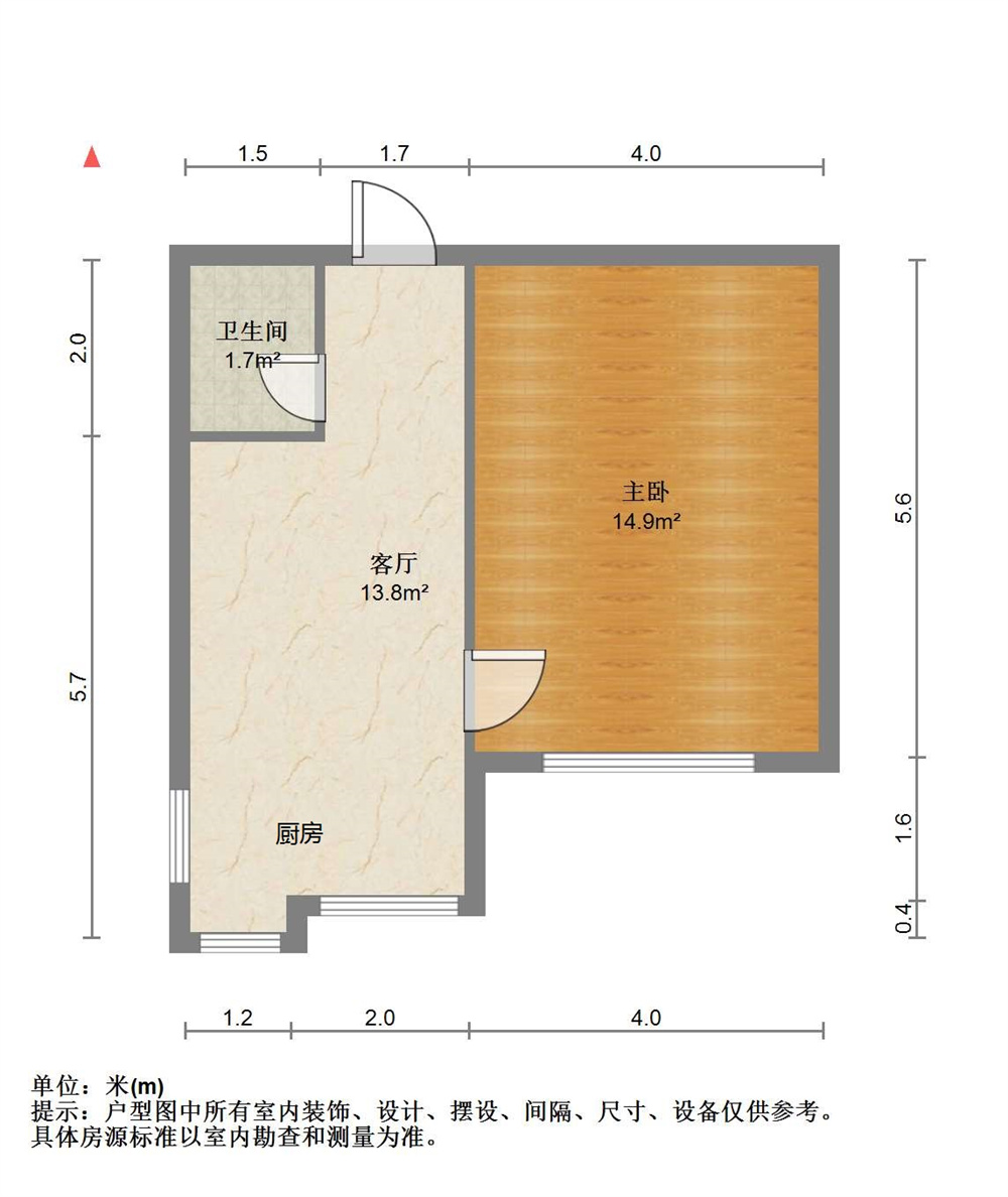 跃龙路91号院 1室1厅1卫 37m&sup2;