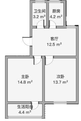 银花苑 2室1厅1卫 62m&sup2;
