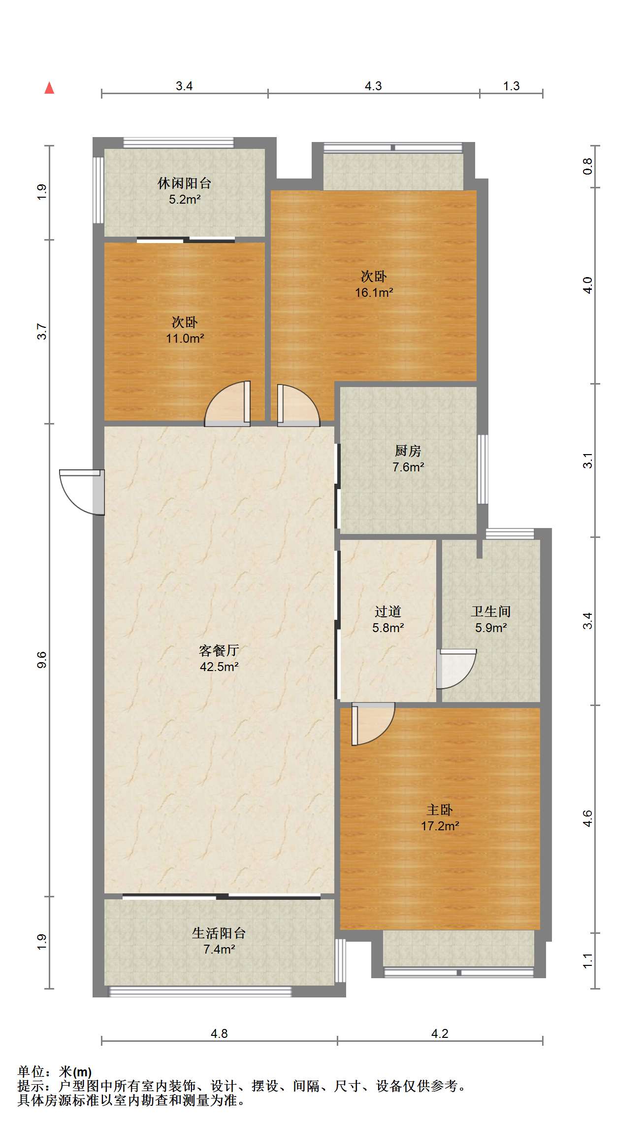 华润悦锦湾 3室2厅1卫 112.67m&sup2;