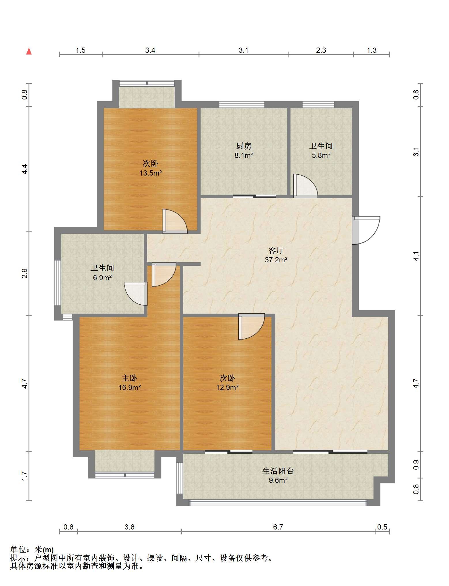 天熹苑 3室2厅2卫 131.00m&sup2;