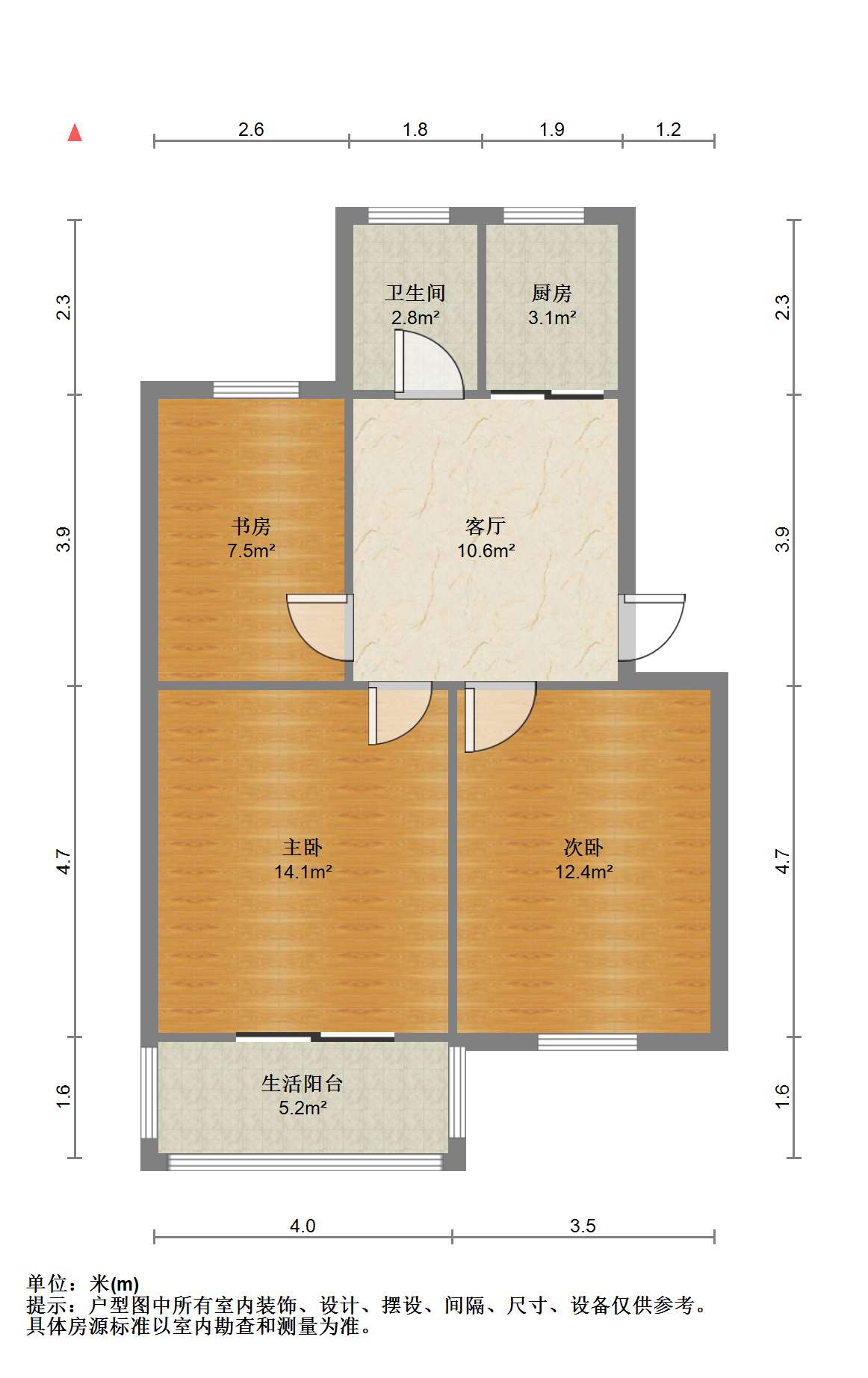 郭里园 3室1厅1卫 68.39m&sup2;