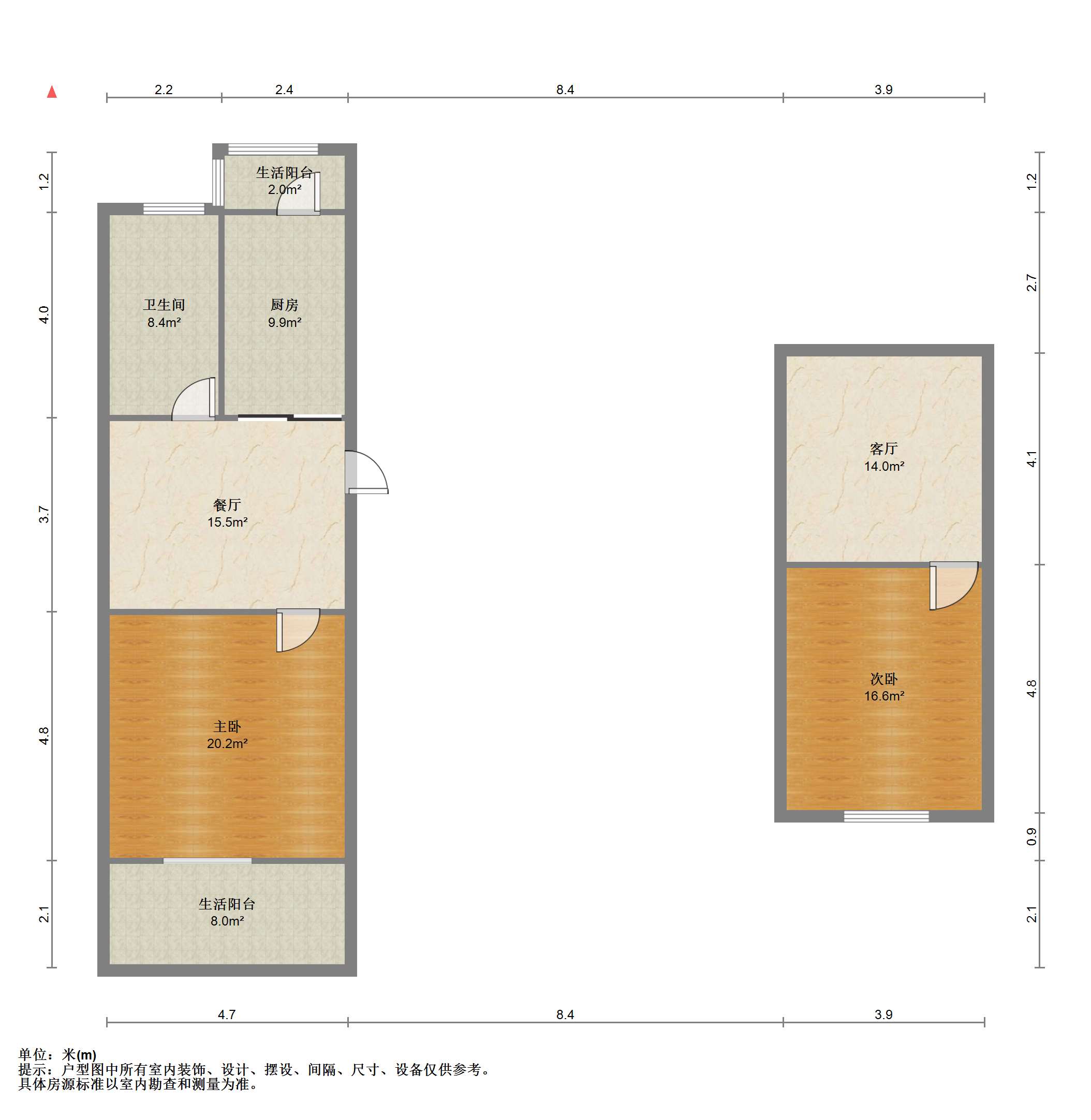 永和花苑 2室1厅1卫 90.63m&sup2;