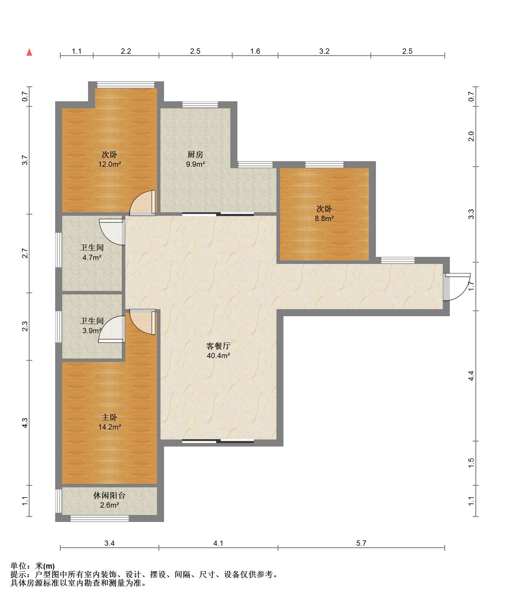 滨河人家 3室2厅1卫 127m&sup2;