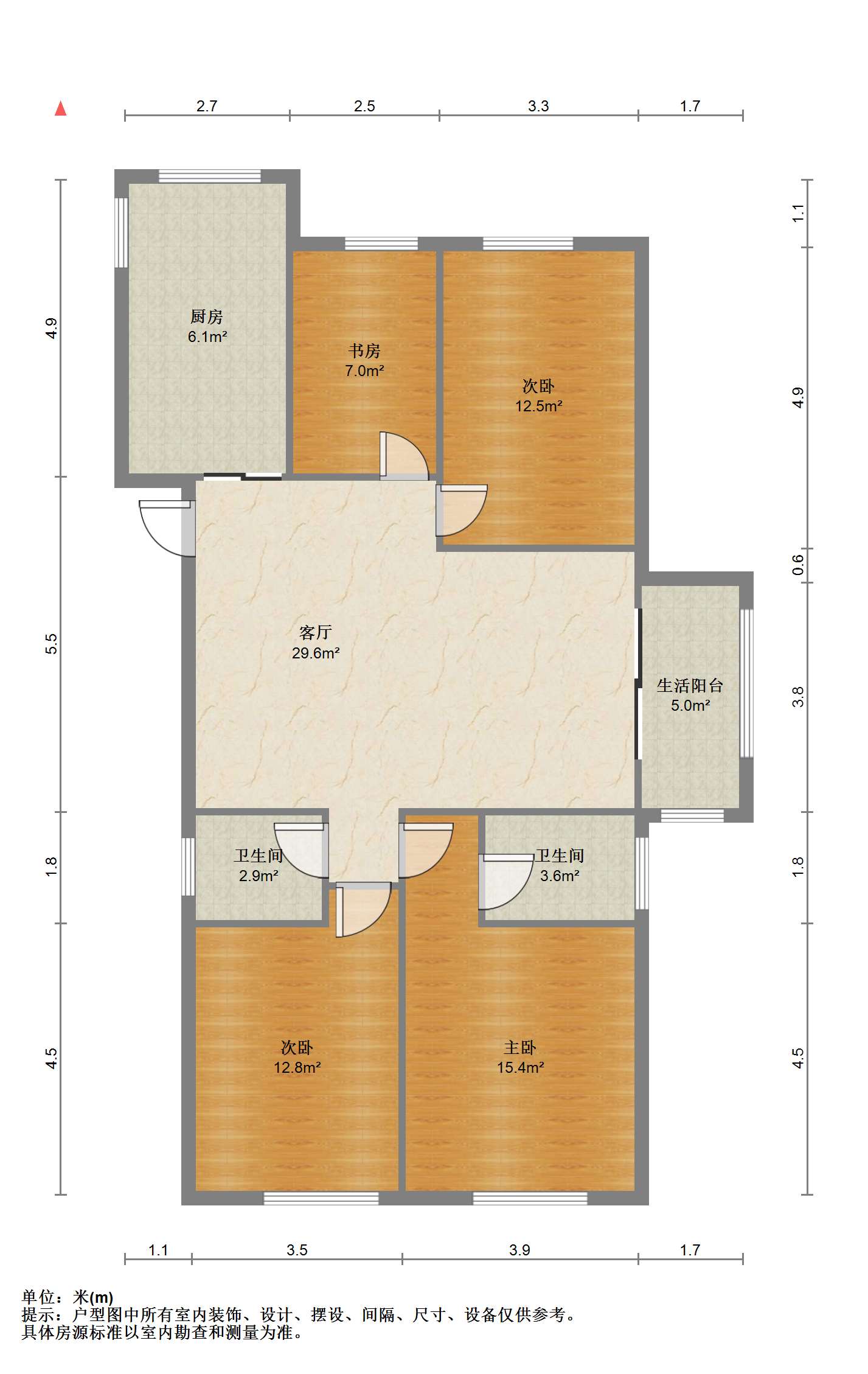 悦达悦海名邸 4室2厅2卫 125m&sup2;