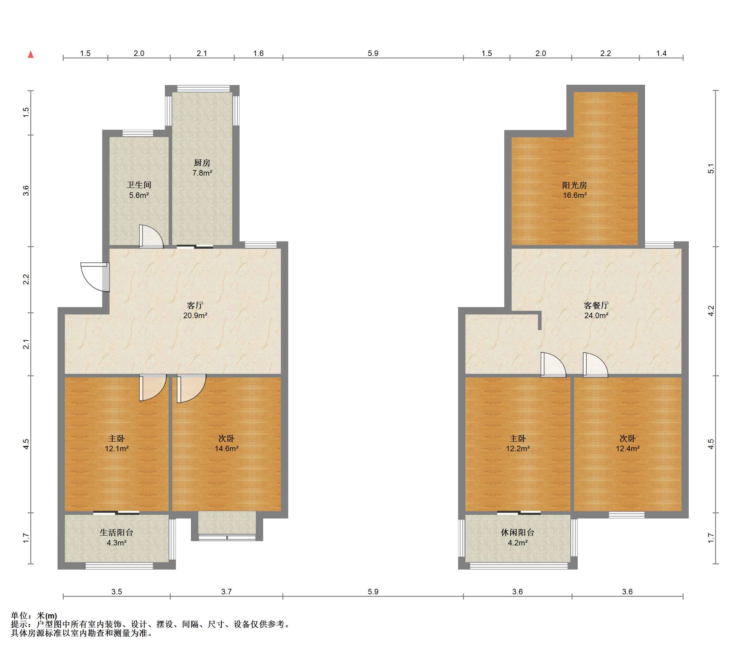 天一裕景苑 4室2厅1卫 128.00m&sup2;
