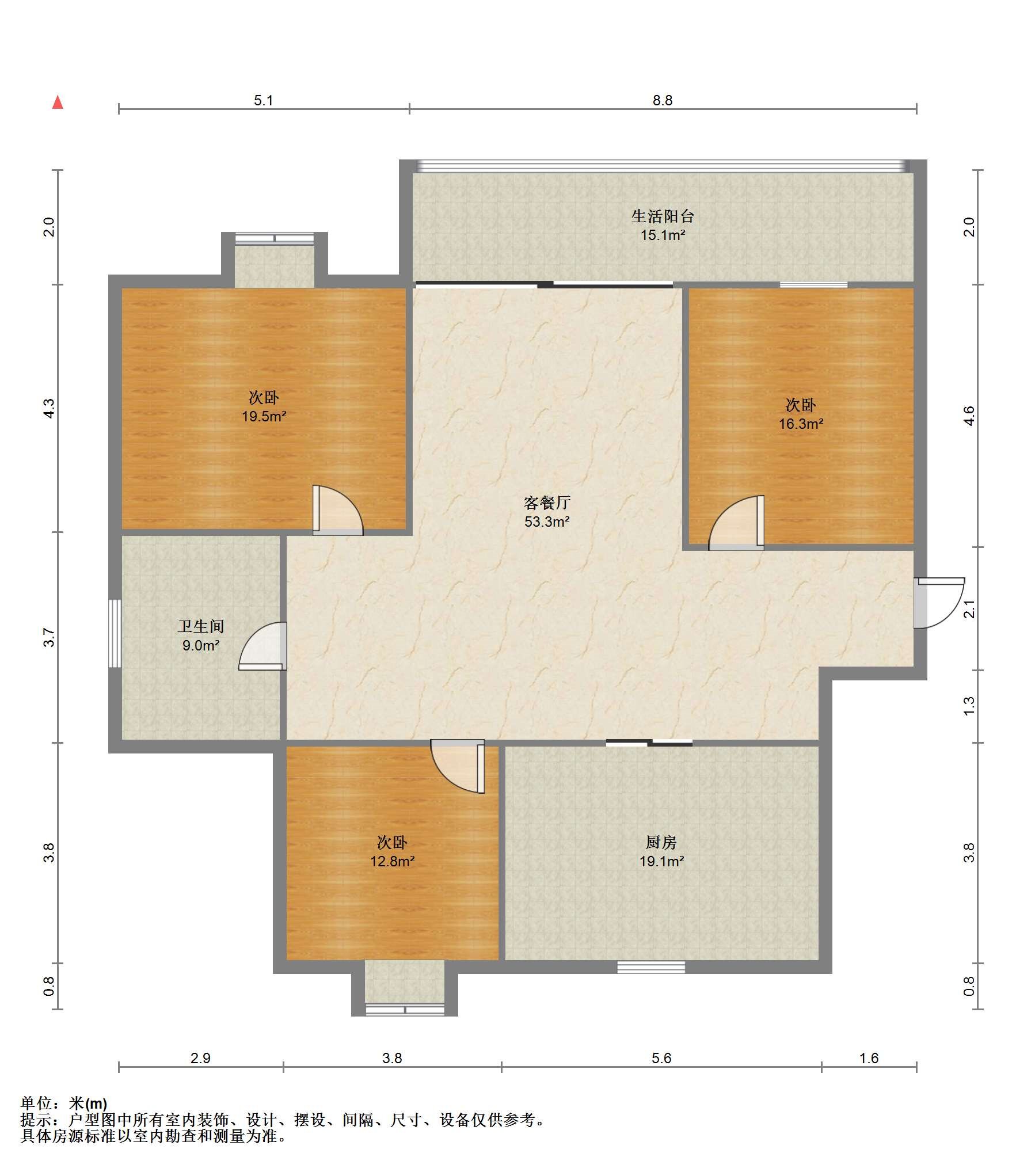 金欣佳园D区 3室2厅1卫 100m&sup2;