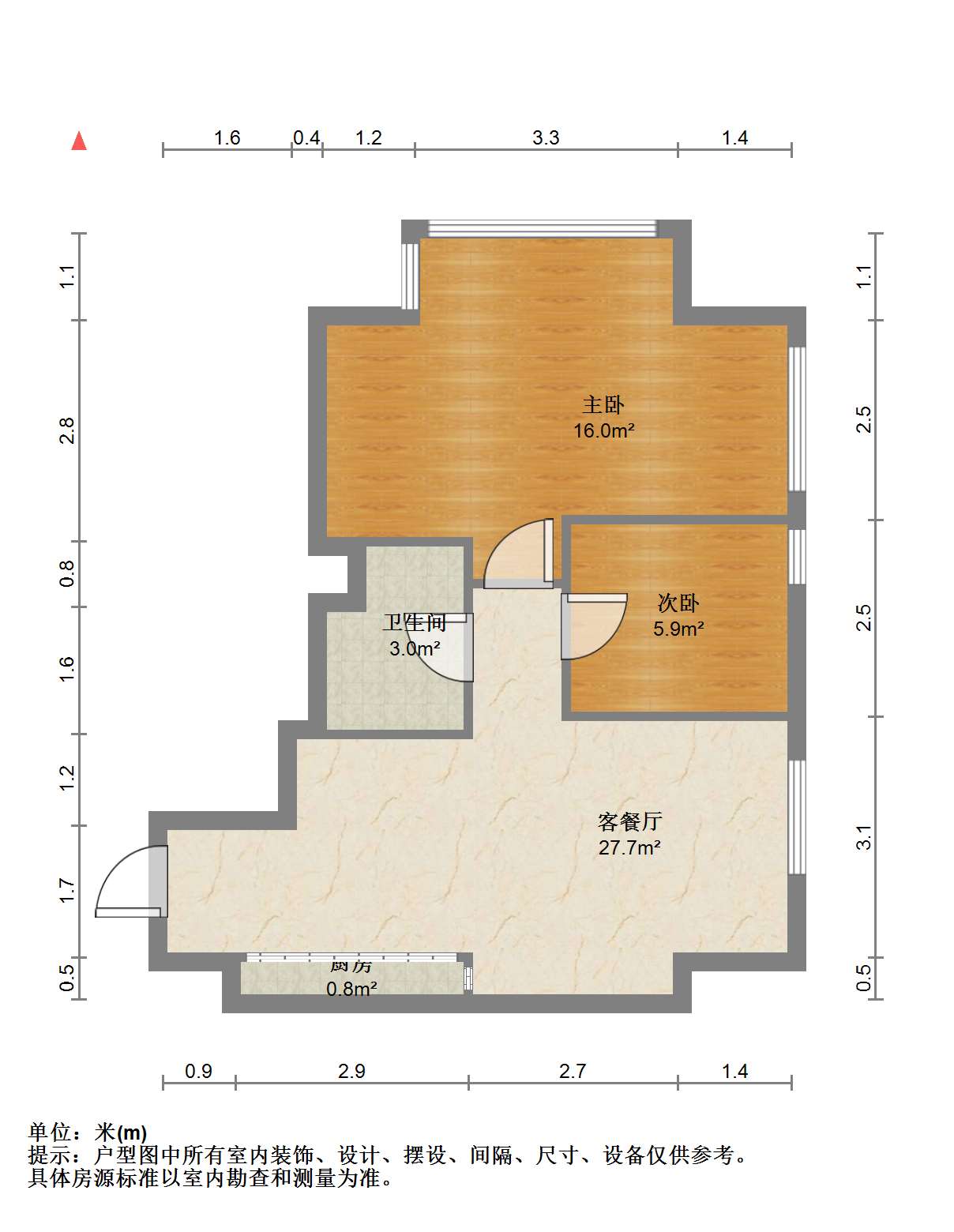 南通万达广场 2室1厅1卫 66.00m&sup2;