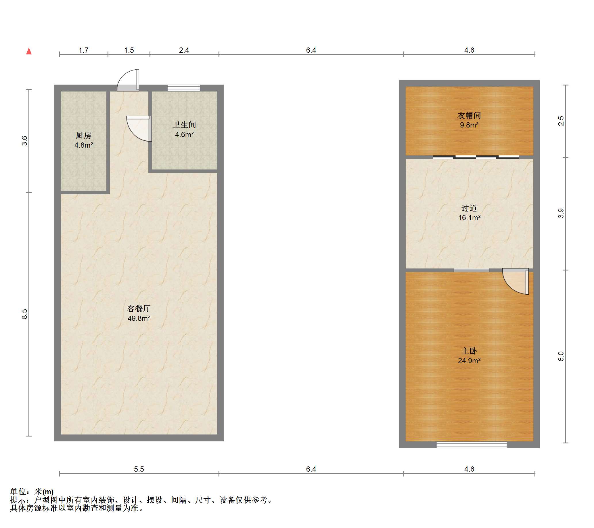 金海岸国际广场 1室1厅1卫 60.00m&sup2;