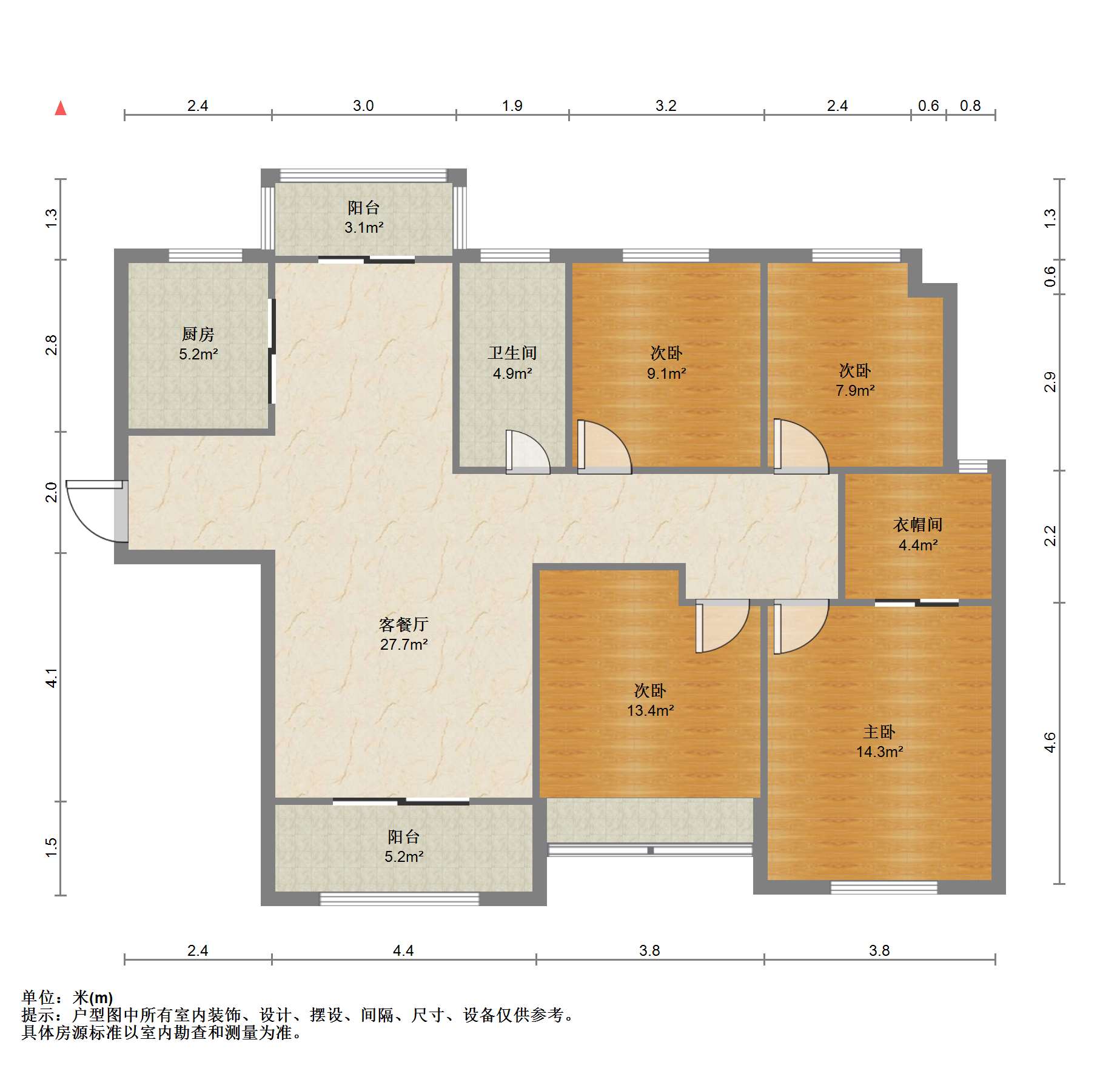 景瑞望府 4室2厅1卫 141.08m&sup2;