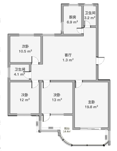 银花苑 4室2厅2卫 136m&sup2;