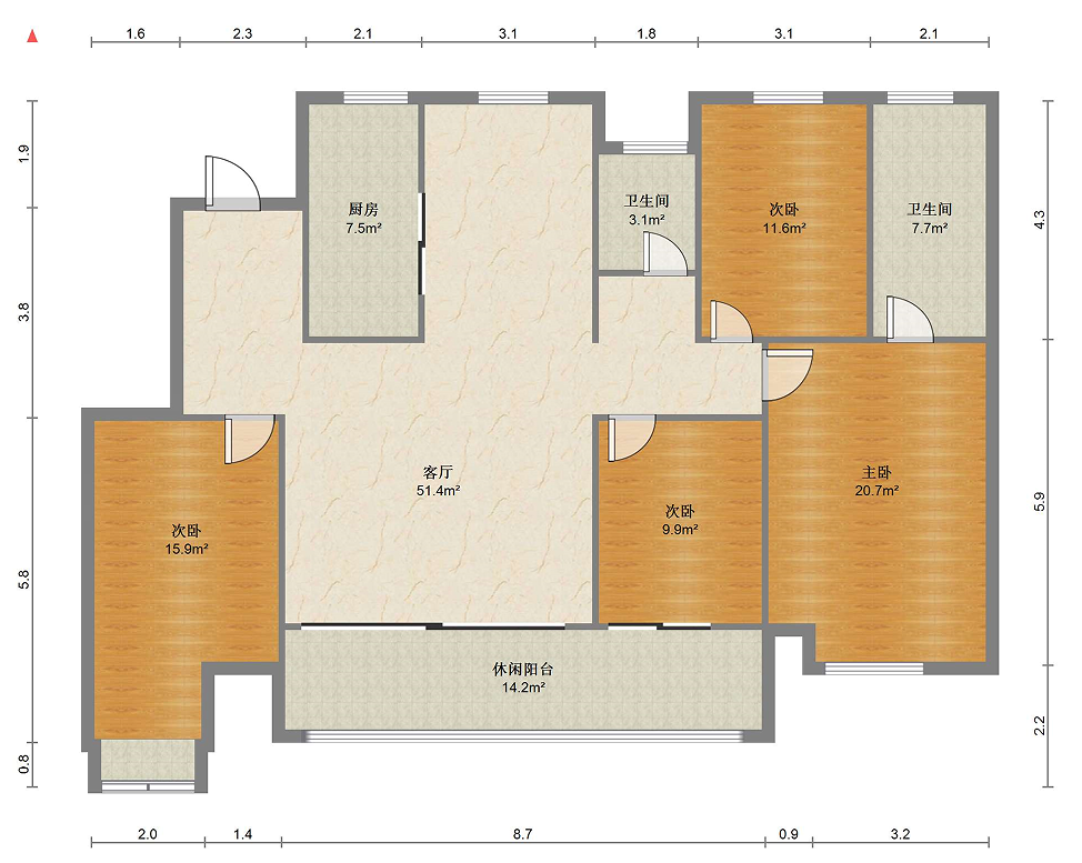 万科未来之光 4室2厅2卫 129m&sup2;