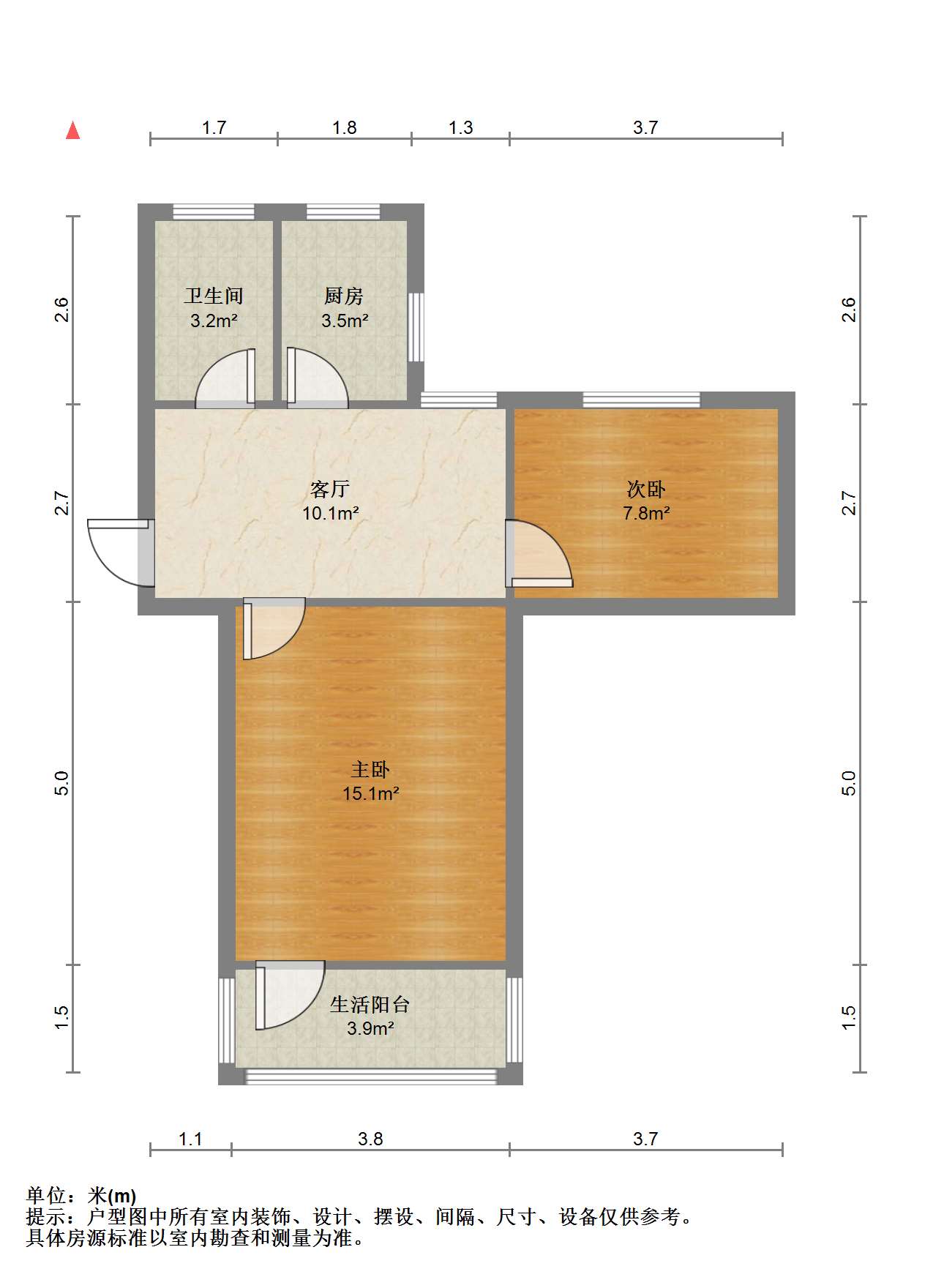 公园三村 1室1厅1卫 54.5m&sup2;