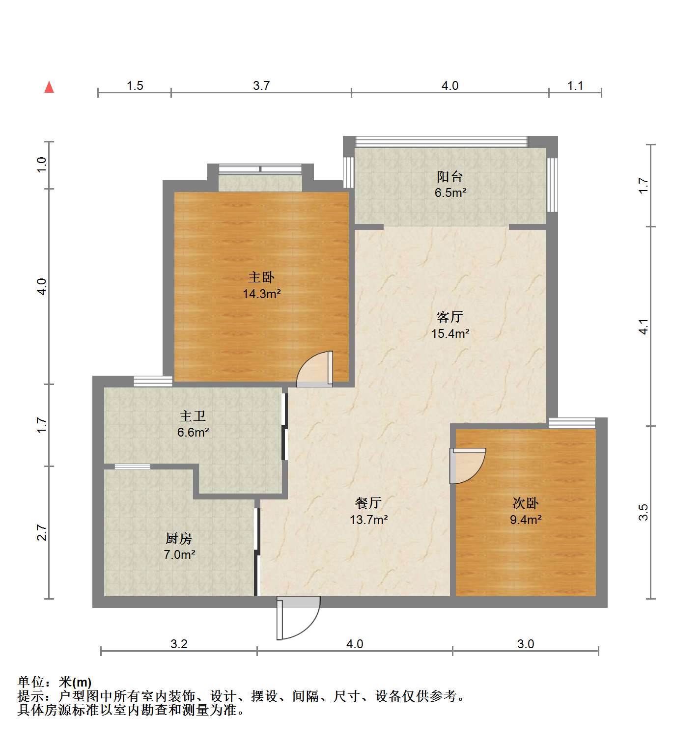 福瑞嘉园 2室2厅1卫 95.24m&sup2;