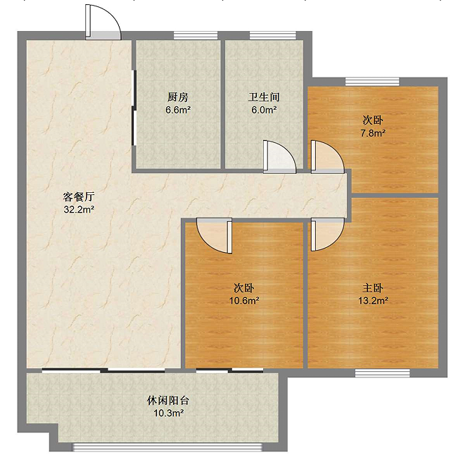 观澜台 3室2厅1卫 102m&sup2;