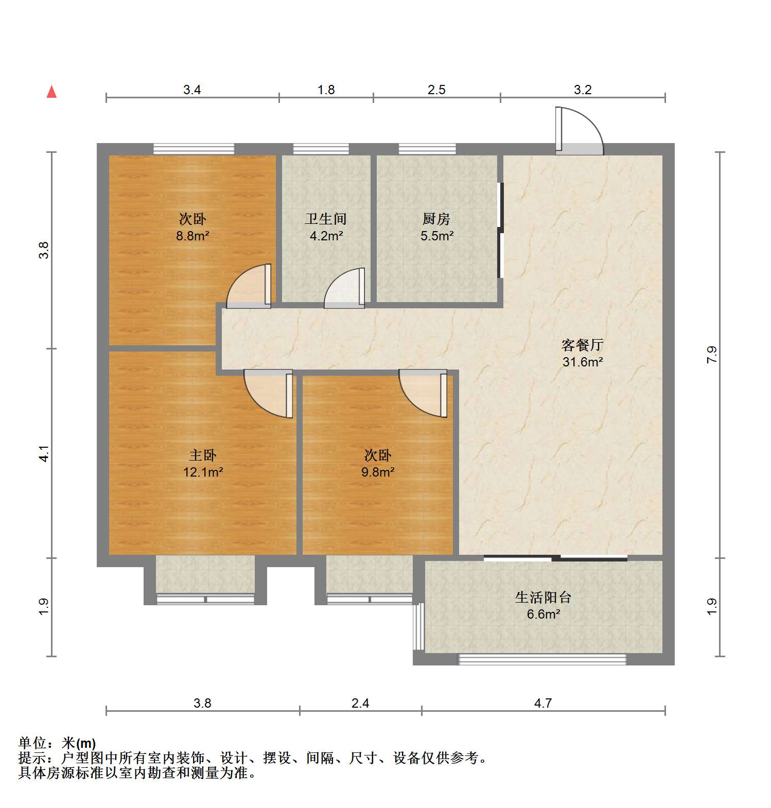 华润悦锦湾 3室2厅1卫 96m&sup2;