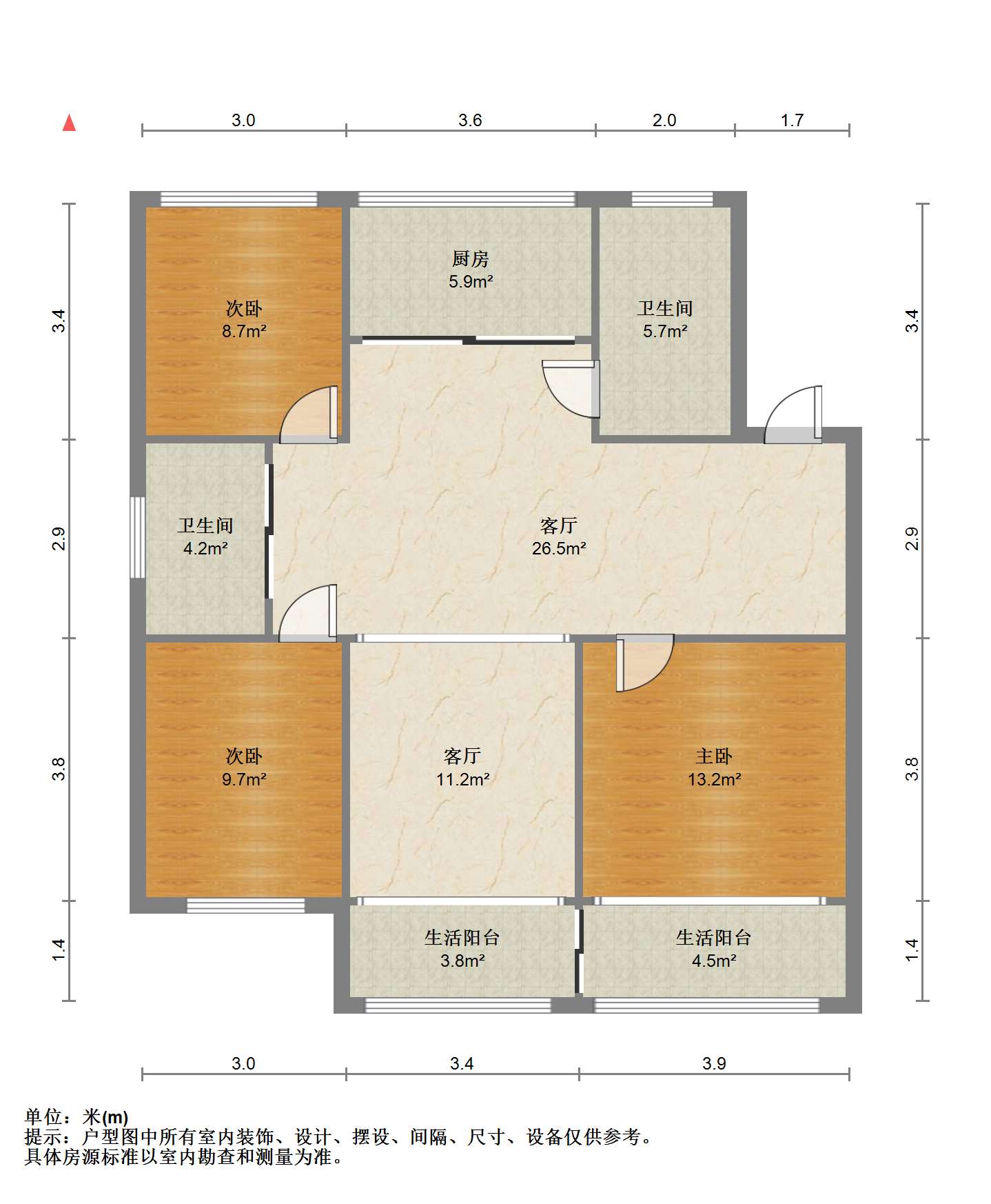 森大蒂花苑北区 3室2厅2卫 134m&sup2;
