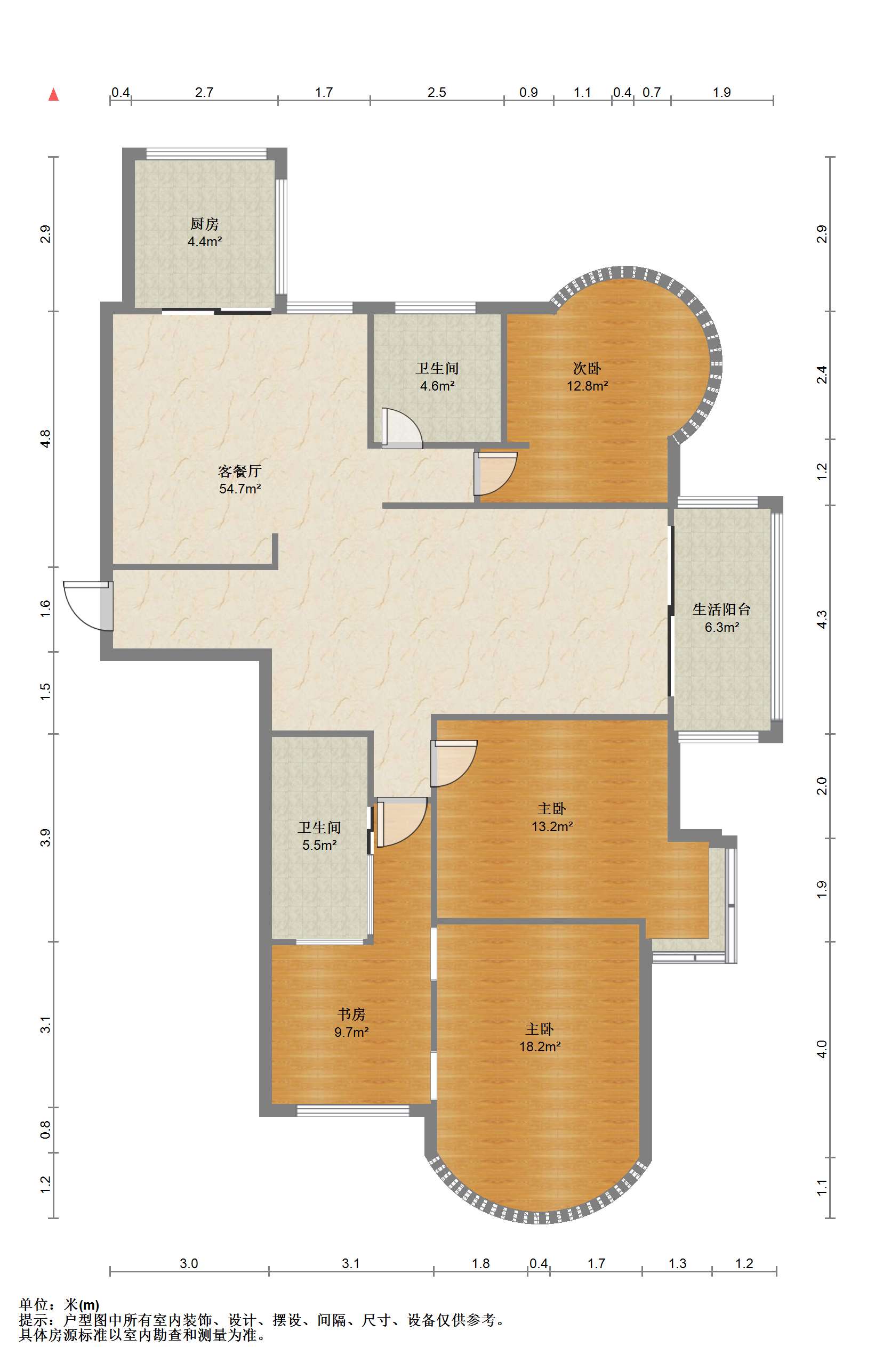 中南世纪城北区 3室2厅2卫 166m&sup2;