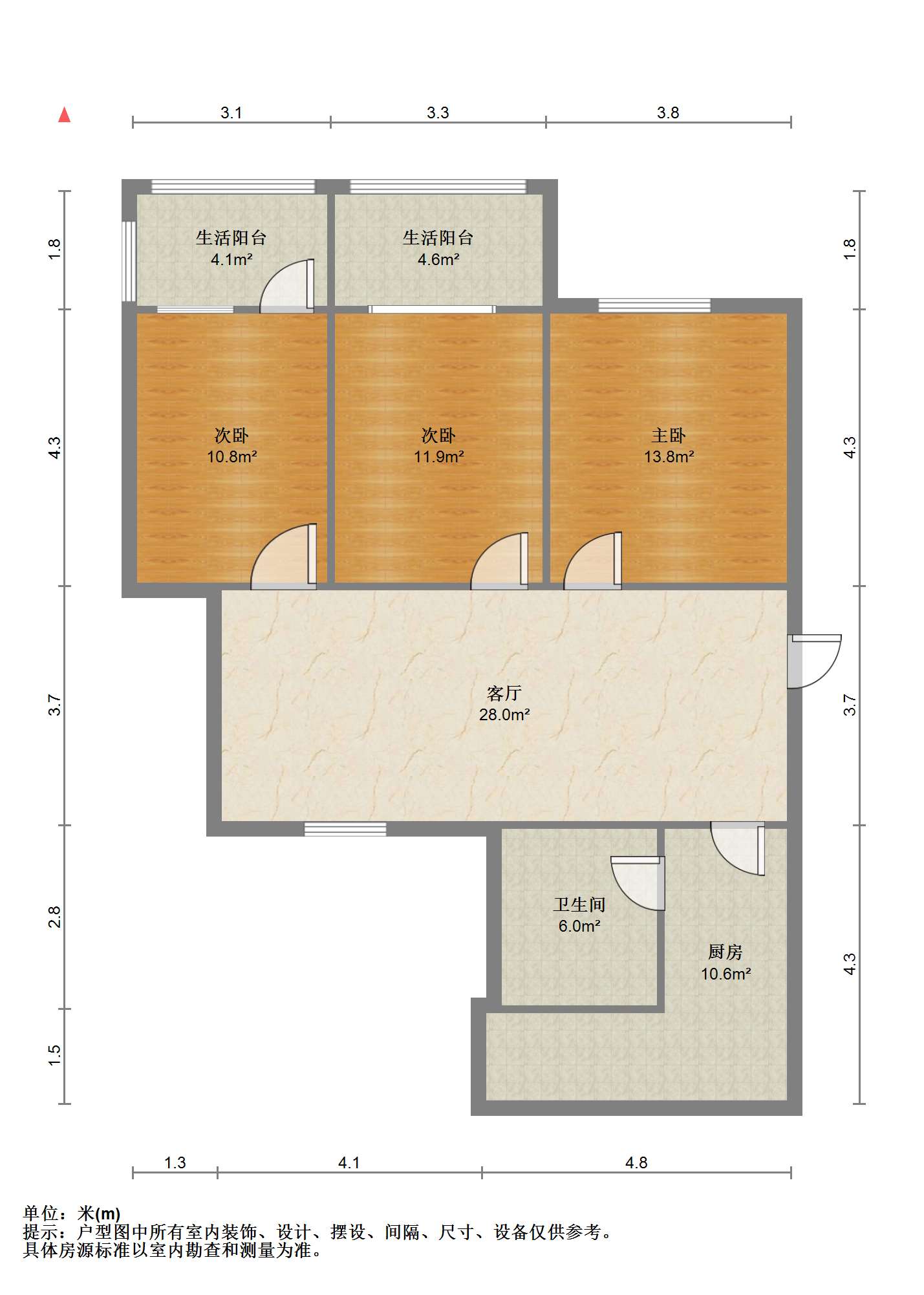 南川园新村 3室1厅1卫 90m&sup2;