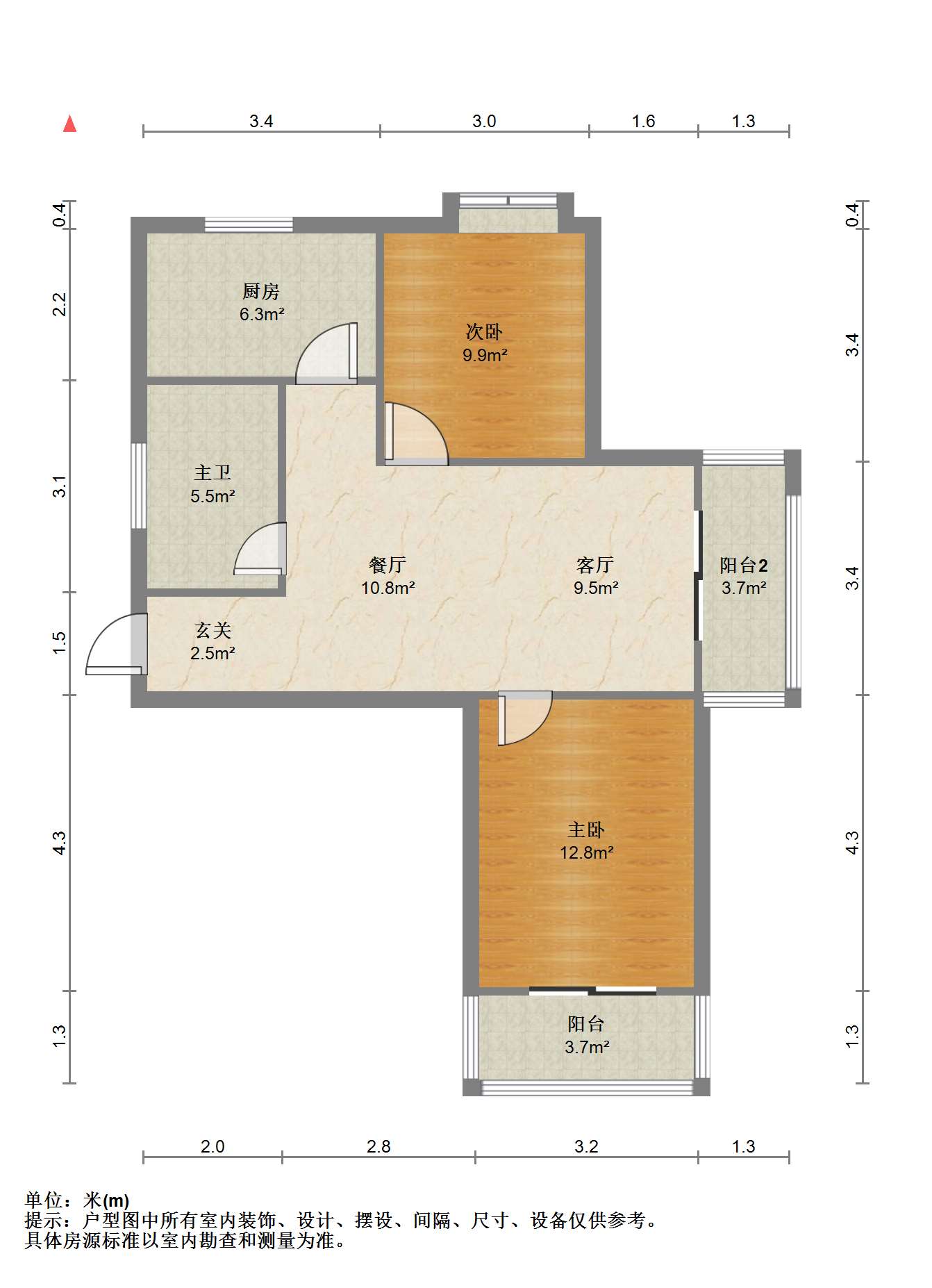 融悦华庭 2室1厅1卫 88m&sup2;